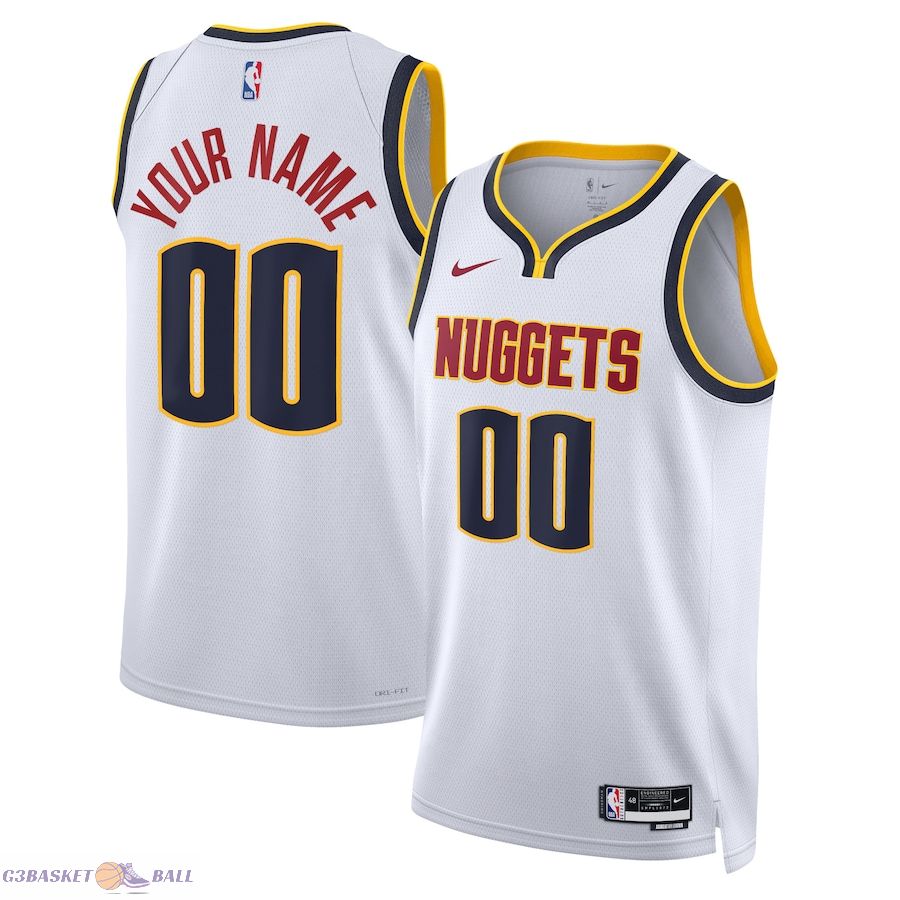 Unisex Denver Nuggets White Swingman Custom Jersey - Association Edition