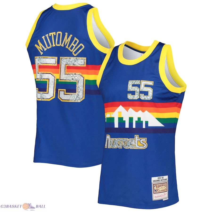 Men's Denver Nuggets Dikembe Mutombo Mitchell & Ness Royal 1996/97 Hardwood Classics NBA 75th Anniversary Diamond Swingman Jersey