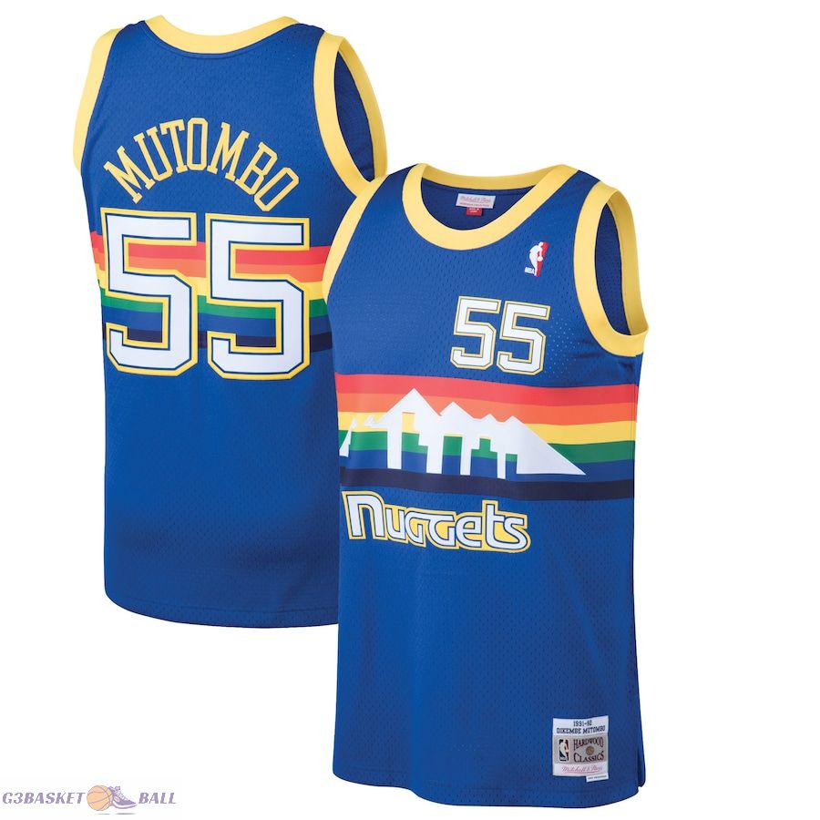 Men's Denver Nuggets Dikembe Mutombo Mitchell & Ness Blue 1991/92 Hardwood Classics Swingman Jersey