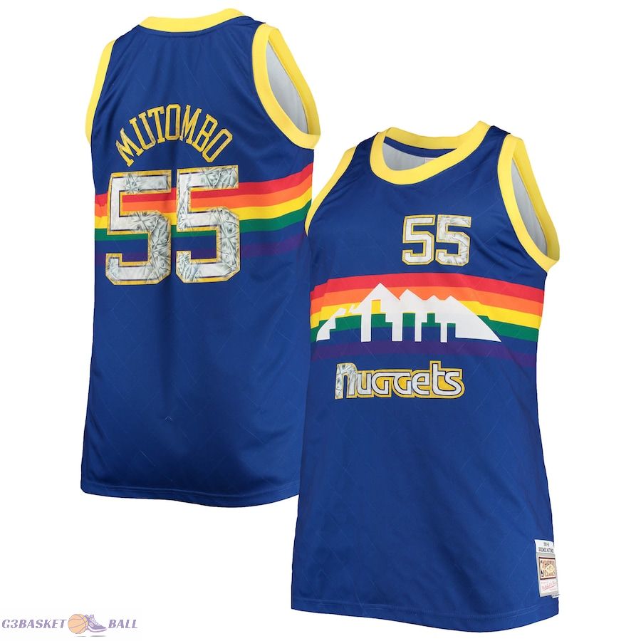 Men's Denver Nuggets Dikembe Mutombo Mitchell & Ness Blue Big & Tall 1991/92 NBA 75th Anniversary Diamond Swingman Jersey