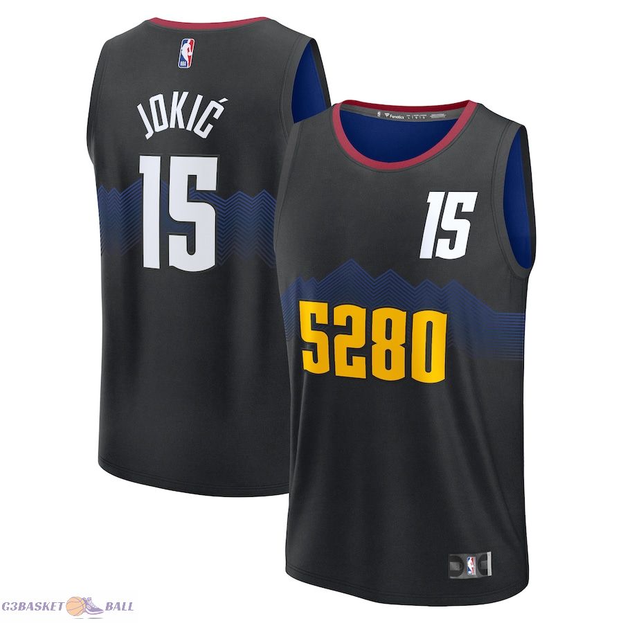 Men's Denver Nuggets Nikola Jokic Fanatics Black Fast Break Jersey - City Edition