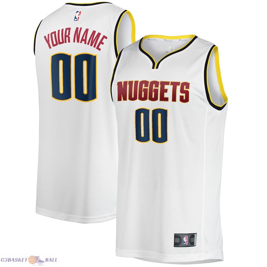 Men's Denver Nuggets Fanatics White Fast Break Custom Replica Jersey - Association Edition