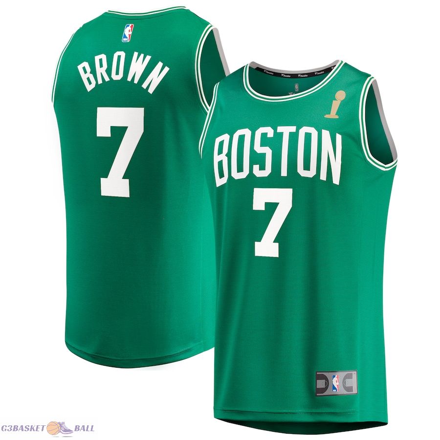 Youth Boston Celtics Jaylen Brown Fanatics Kelly Green 2024 NBA Finals Champions Fast Break Replica Player Jersey - Icon Edition