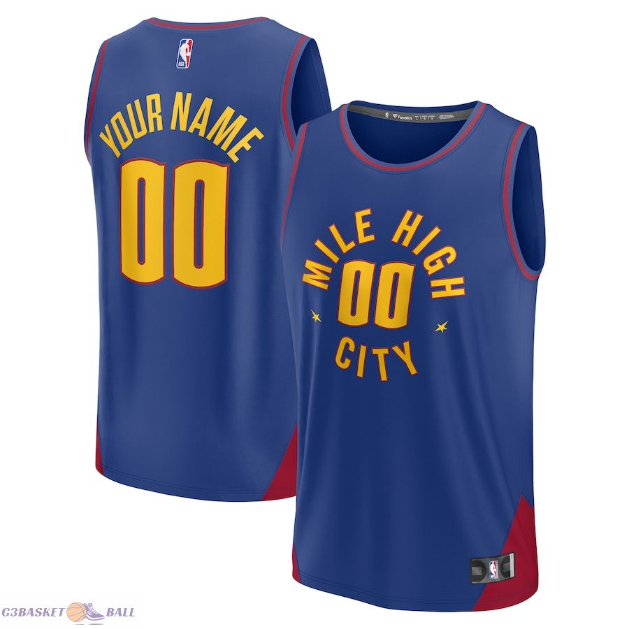 Youth Denver Nuggets Fanatics Blue Fast Break Replica Custom Jersey - Statement Edition