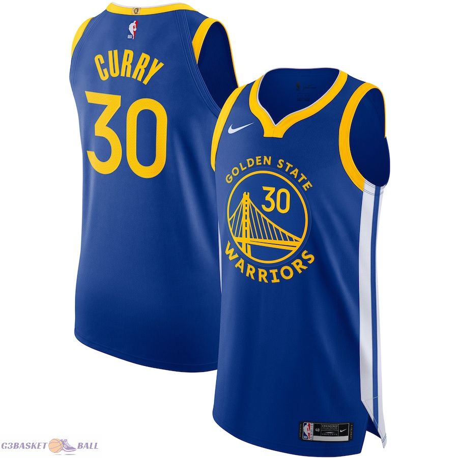 Men's Golden State Warriors Stephen Curry Royal Authentic Jersey - Icon Edition