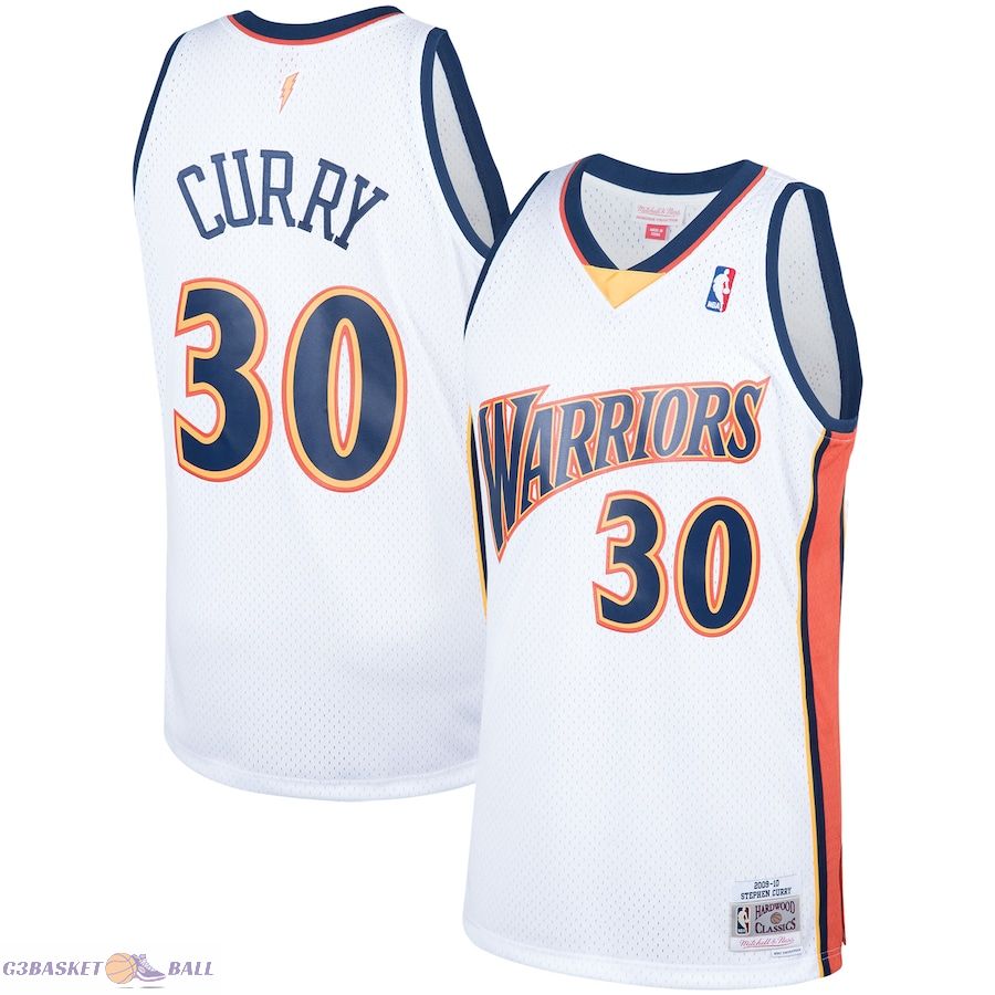 Men's Golden State Warriors Stephen Curry Mitchell & Ness White Hardwood Classics Swingman Jersey