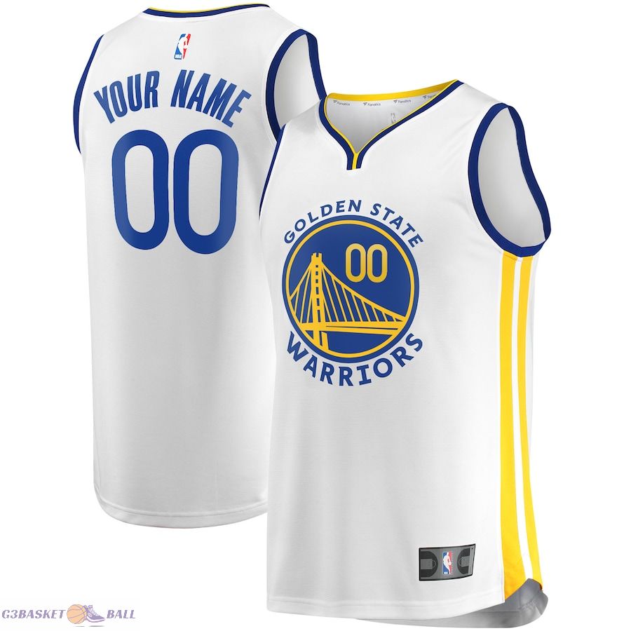 Men's Golden State Warriors Fanatics White Fast Break Custom Replica Jersey - Association Edition