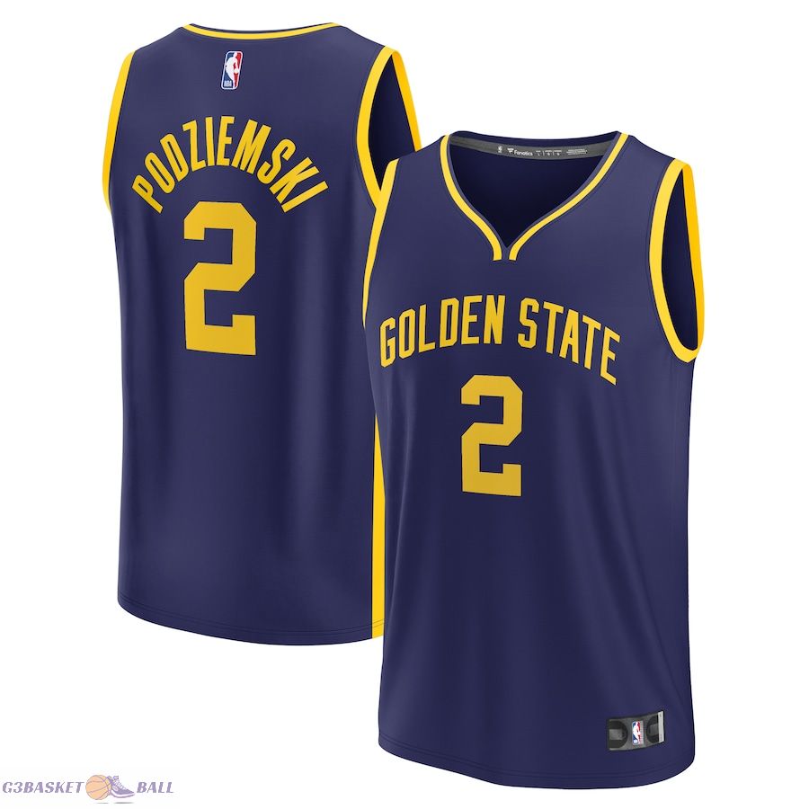 Men's Golden State Warriors Brandin Podziemski Fanatics Navy Fast Break Replica Jersey - Statement Edition