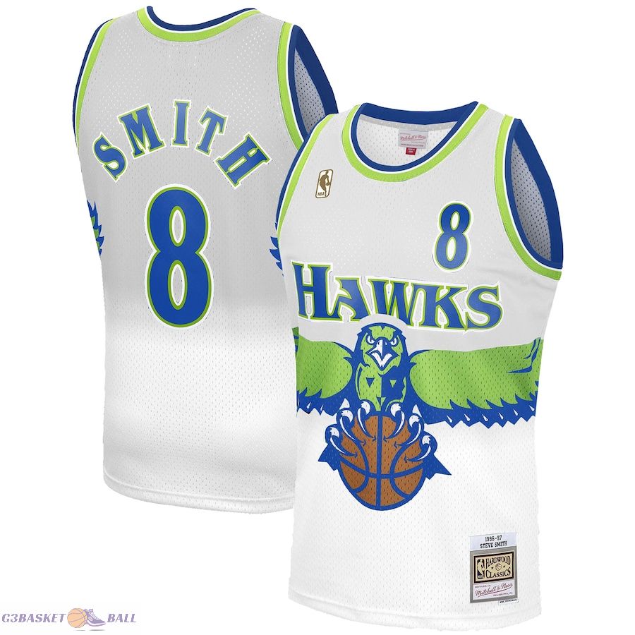 Men's Atlanta Hawks Steve Smith Mitchell & Ness White 1996-97 Hardwood Classics Reload 3.0 Swingman Jersey