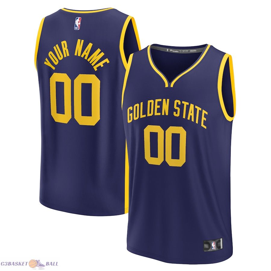 Men's Golden State Warriors Fanatics Navy Fast Break Replica Custom Jersey - Statement Edition