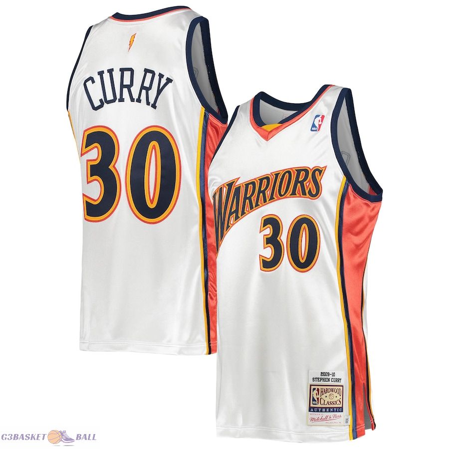 Men's Golden State Warriors Stephen Curry Mitchell & Ness White 2009/10 Hardwood Classics Authentic Jersey