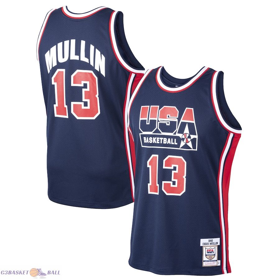 Men's USA Basketball Chris Mullin Mitchell & Ness Navy 1992 Dream Team Authentic Jersey