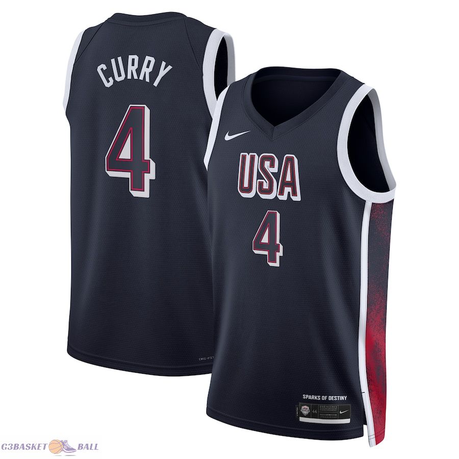 Unisex Men's USA Basketball Stephen Curry Navy 2024 Swingman Player Jersey