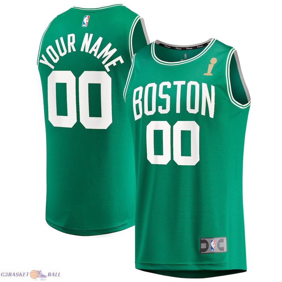 Youth Boston Celtics Fanatics Kelly Green 2024 NBA Finals Champions Custom Fast Break Jersey - Icon Edition