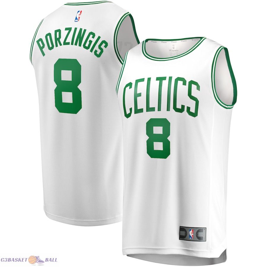 Youth Boston Celtics Kristaps Porzingis Fanatics White Fast Break Player Jersey - Association Edition