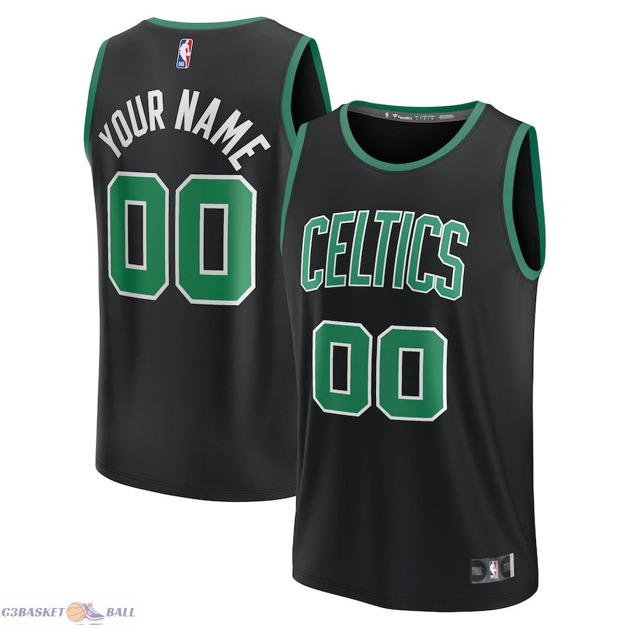 Youth Boston Celtics Fanatics Black Fast Break Replica Custom Jersey - Statement Edition