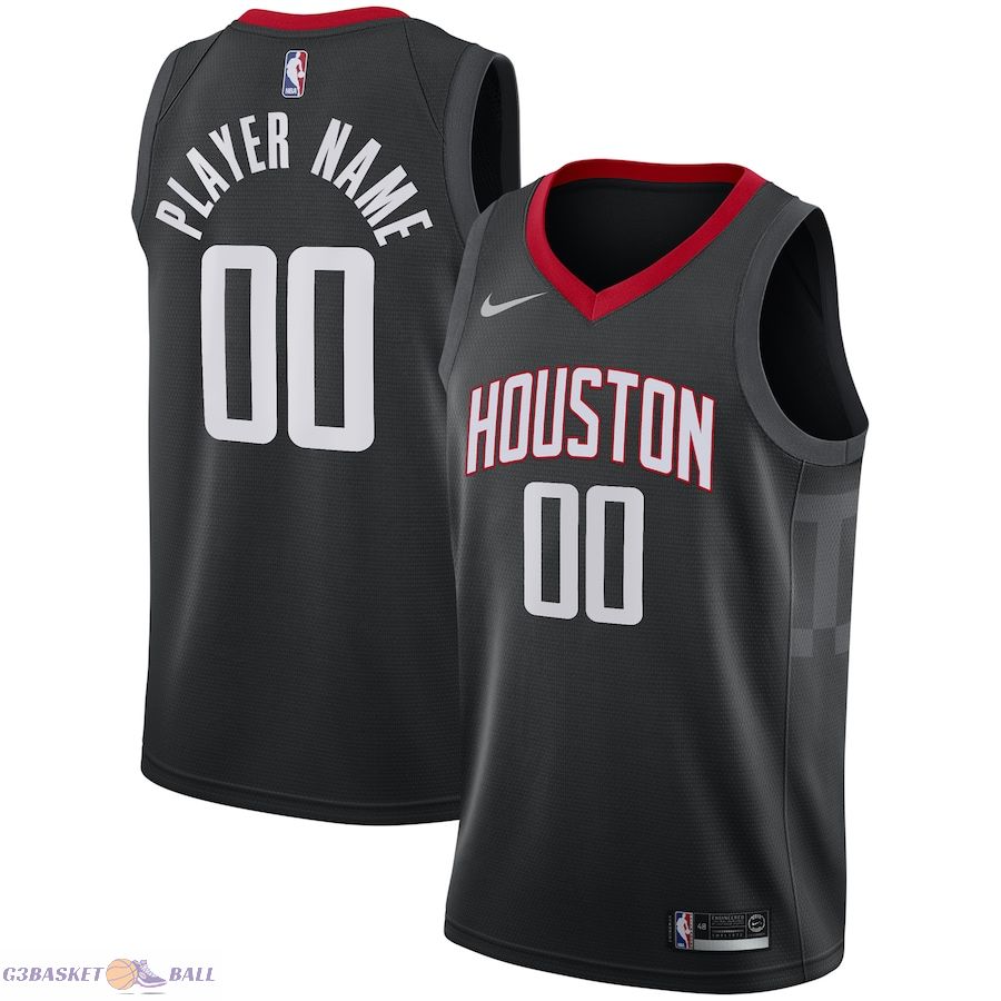 Men's Houston Rockets Black Swingman Custom Jersey - Statement Edition