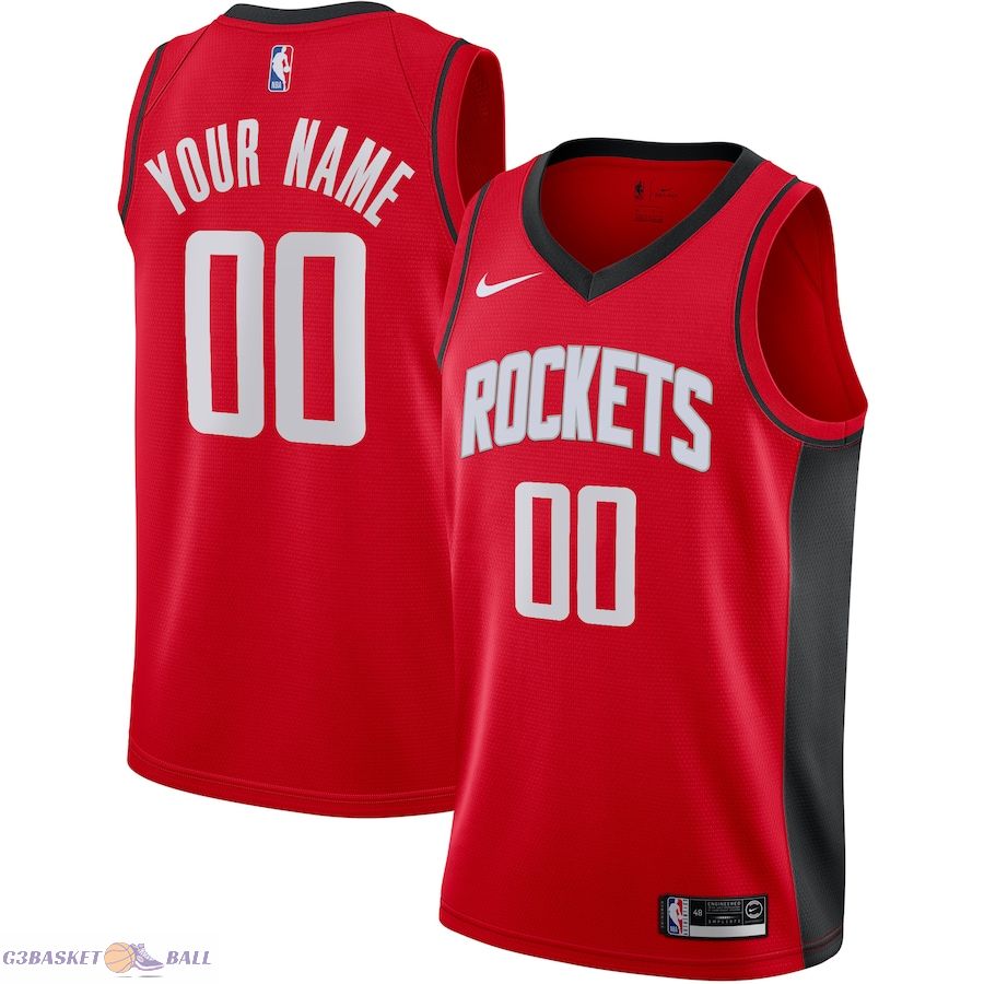 Men's Houston Rockets Red Custom Swingman Jersey - Icon Edition