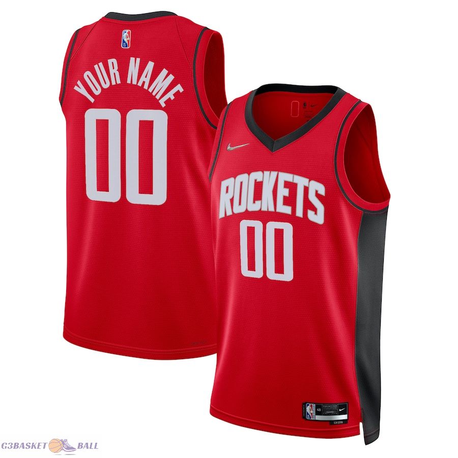 Men's Houston Rockets Red 2021/22 Diamond Swingman Custom Jersey - Icon Edition