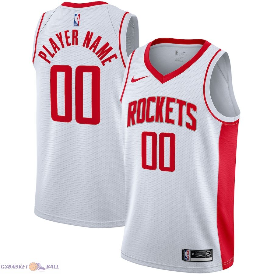 Men's Houston Rockets White 2020/21 Swingman Custom Jersey - Association Edition