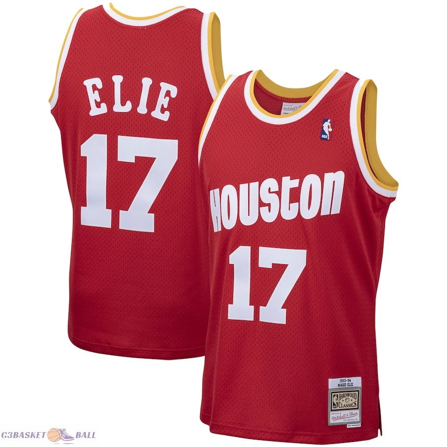 Men's Houston Rockets Mario Elie Mitchell & Ness Red 1993/94 Hardwood Classics Swingman Jersey