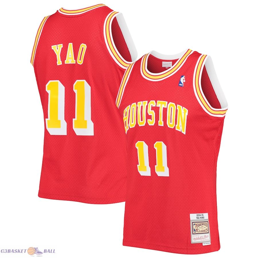 Men's Houston Rockets Yao Ming Mitchell & Ness Red 2004/05 Hardwood Classics Swingman Jersey