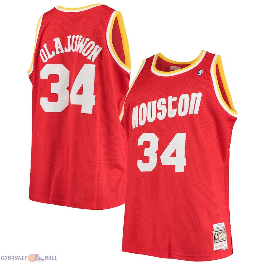 Men's Houston Rockets Hakeem Olajuwon Mitchell & Ness Red 1993/94 Big & Tall Hardwood Classics Swingman Jersey