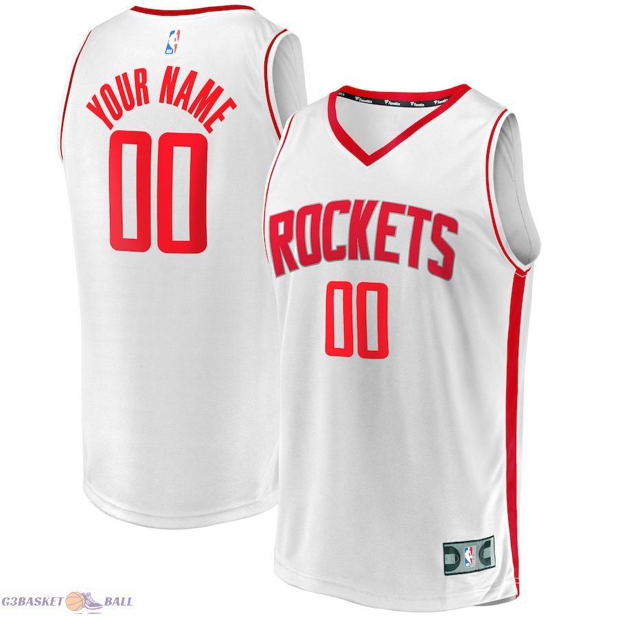 Youth Houston Rockets Fanatics White Fast Break Replica Custom Jersey - Association Edition