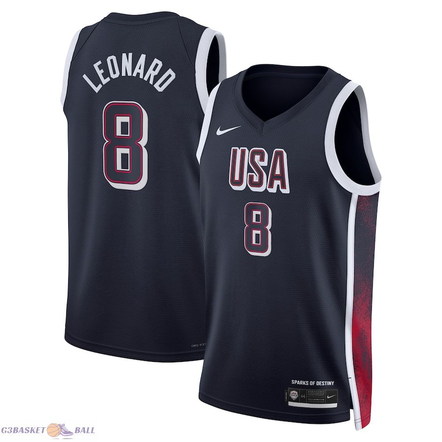 Unisex Men's USA Basketball Kawhi Leonard Navy 2024 Swingman Player Jersey