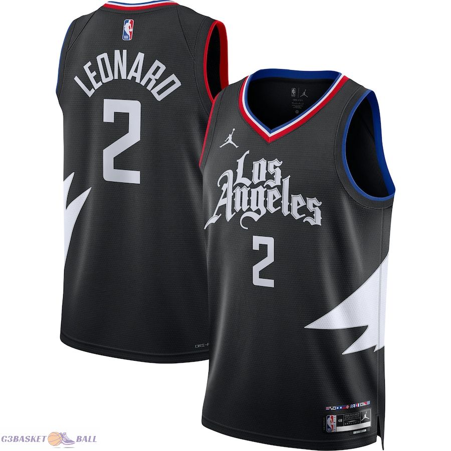 Unisex LA Clippers Kawhi Leonard Jordan Brand Black Swingman Jersey - Statement Edition