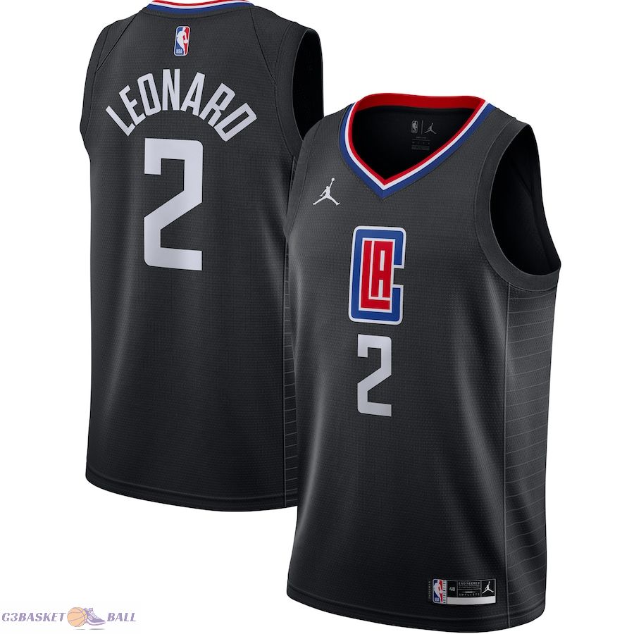 Men's LA Clippers Kawhi Leonard Jordan Brand Black 2020/21 Swingman Jersey - Statement Edition