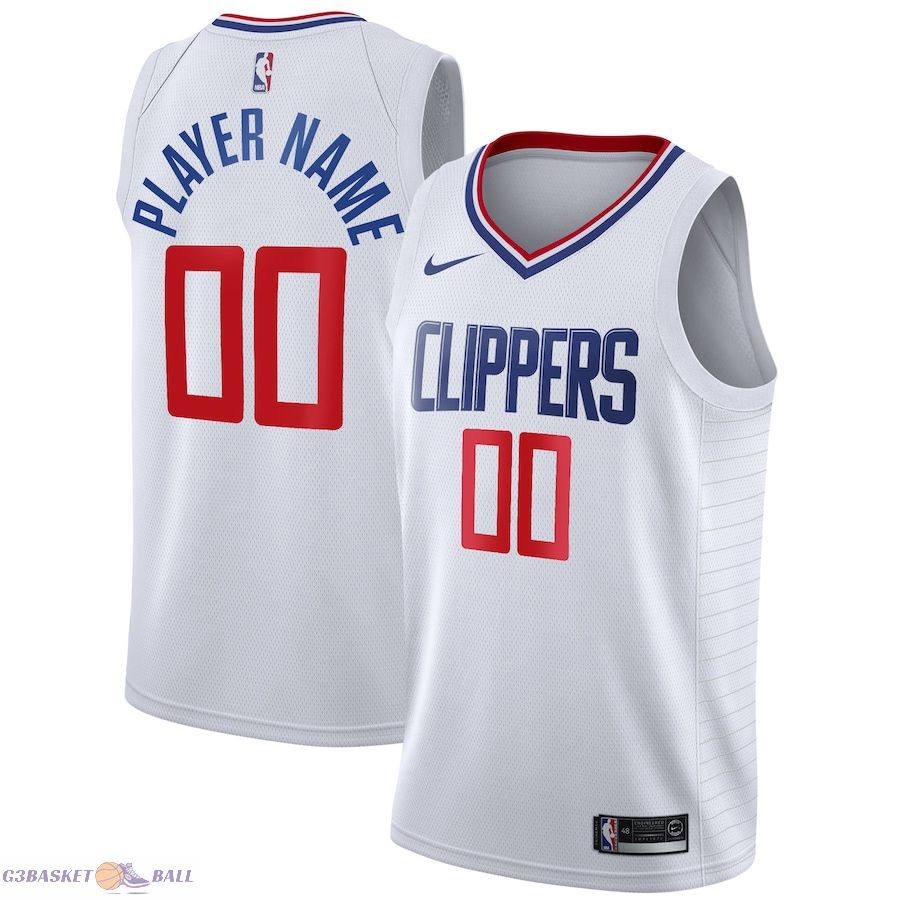 Men's LA Clippers White 2020/21 Swingman Custom Jersey - Association Edition