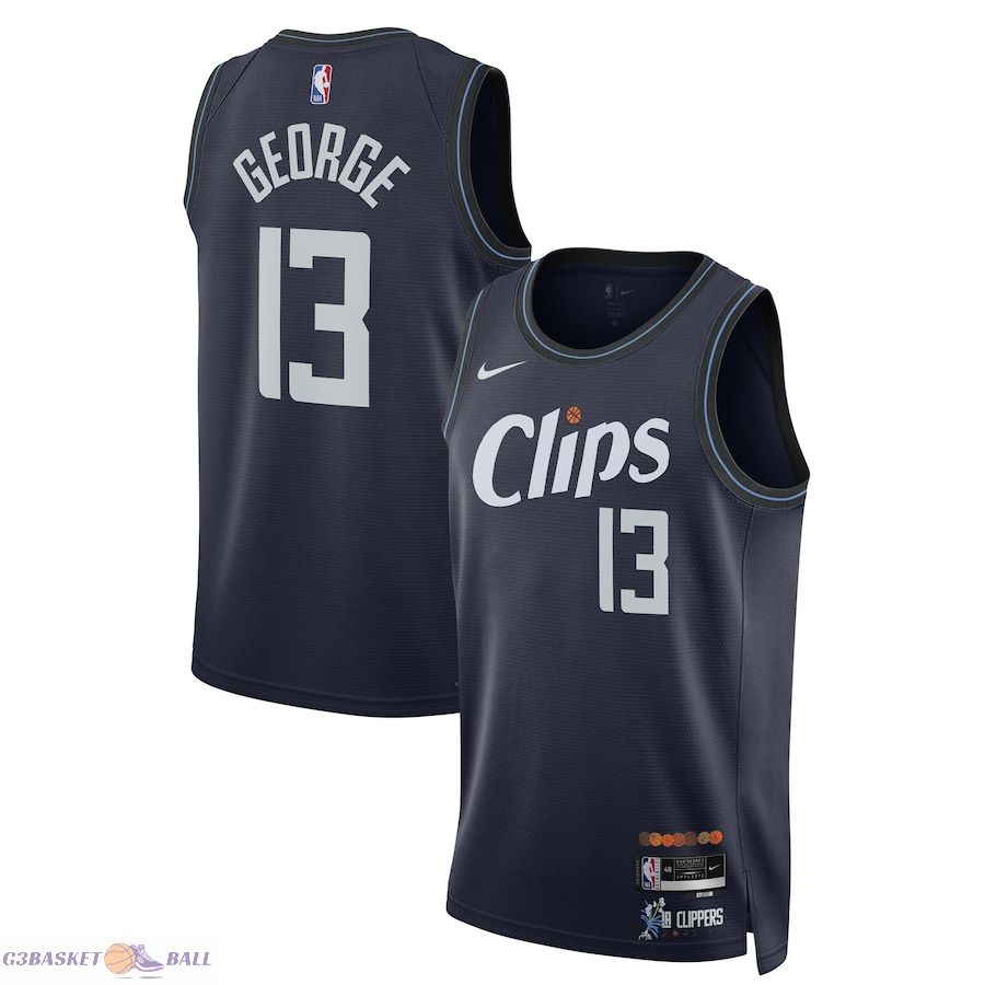 Unisex LA Clippers Paul George Navy 2023/24 Swingman Jersey - City Edition