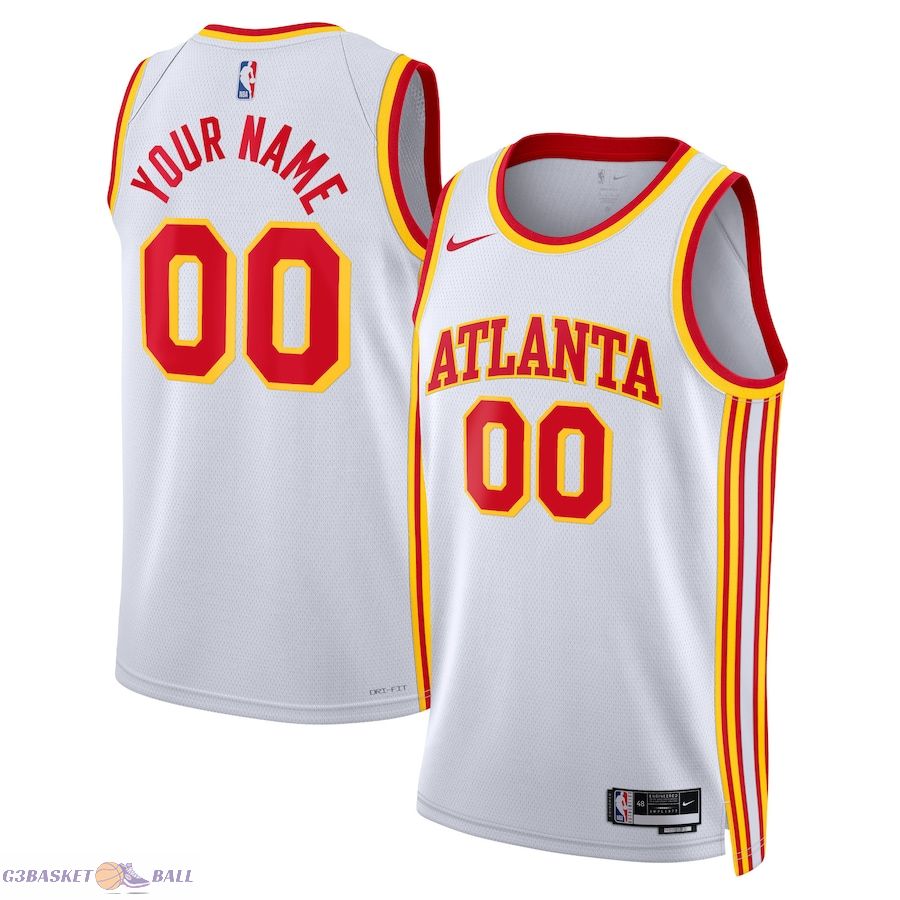 Unisex Atlanta Hawks White Swingman Custom Jersey - Association Edition