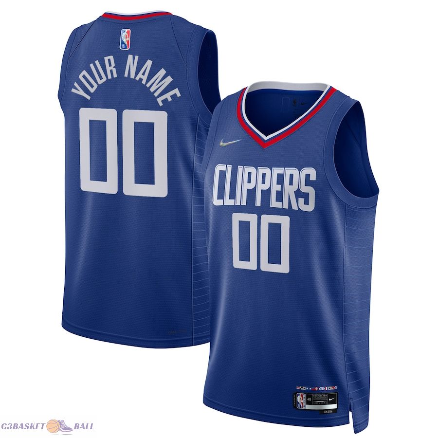 Men's LA Clippers Royal 2021/22 Diamond Swingman Custom Jersey - Icon Edition