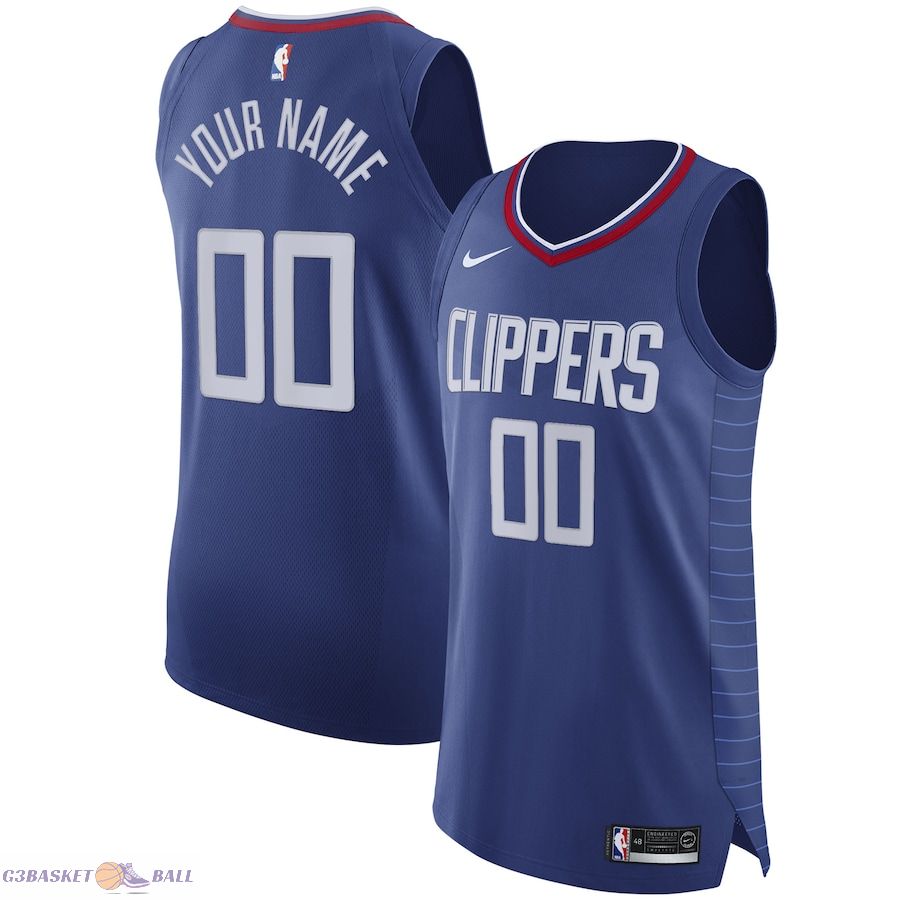 Men's LA Clippers Blue 2020/21 Authentic Custom Jersey - Icon Edition