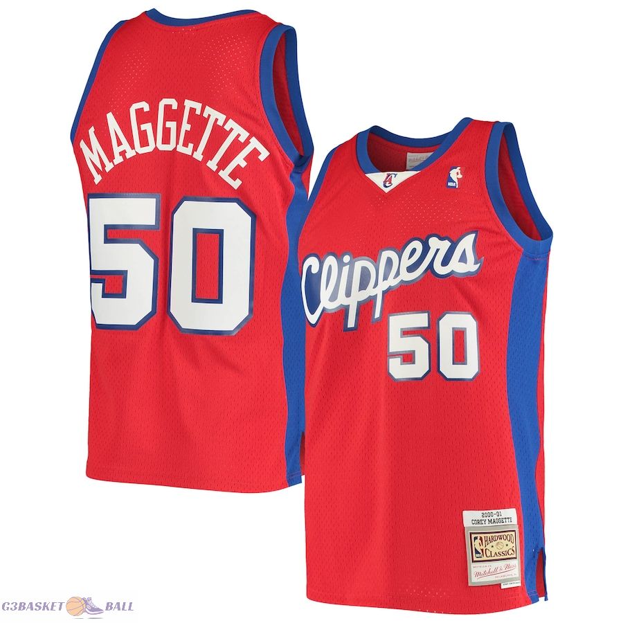 Men's LA Clippers Corey Maggette Mitchell & Ness Red 2001/02 Hardwood Classics Swingman Jersey