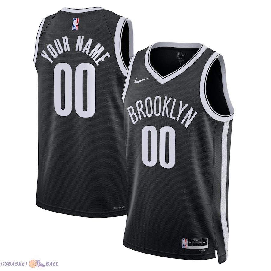 Unisex Brooklyn Nets Black Swingman Custom Jersey - Icon Edition