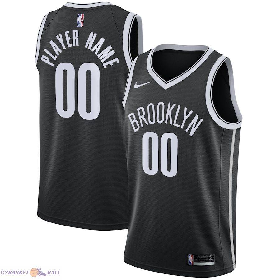 Men's Brooklyn Nets Black 2020/21 Swingman Custom Jersey - Icon Edition