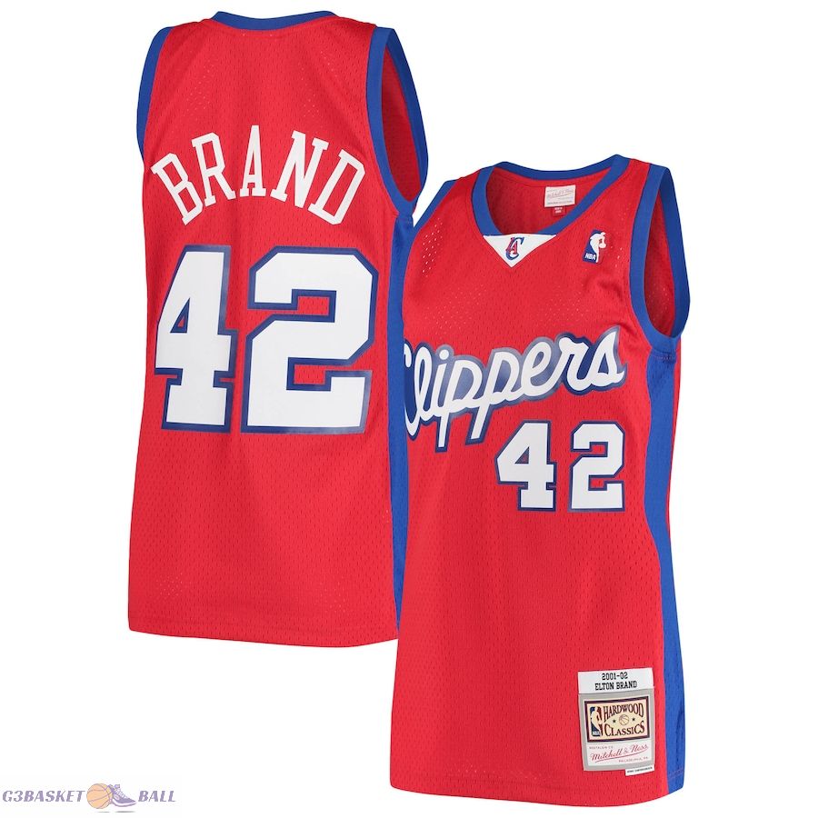 Men's LA Clippers Elton Brand Mitchell & Ness Red Hardwood Classics Swingman Jersey