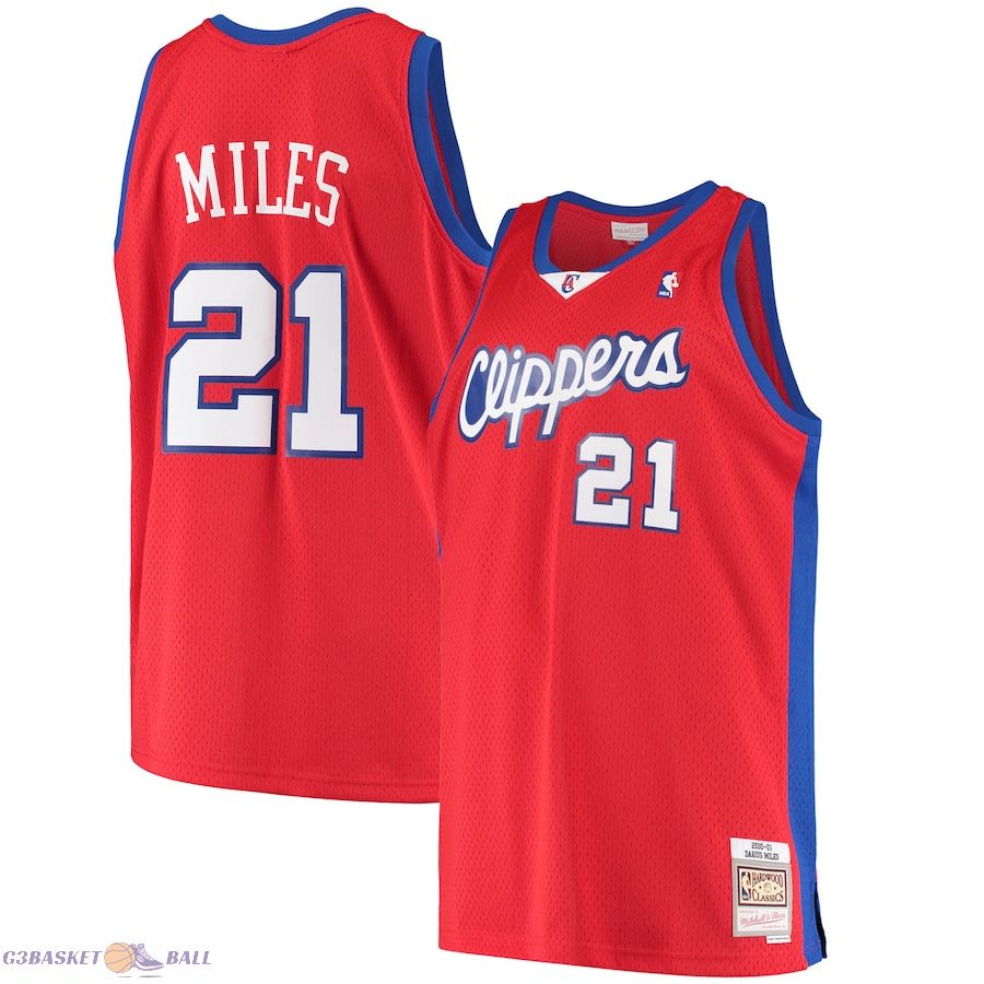 Men's LA Clippers Darius Miles Mitchell & Ness Red Hardwood Classics Swingman Jersey