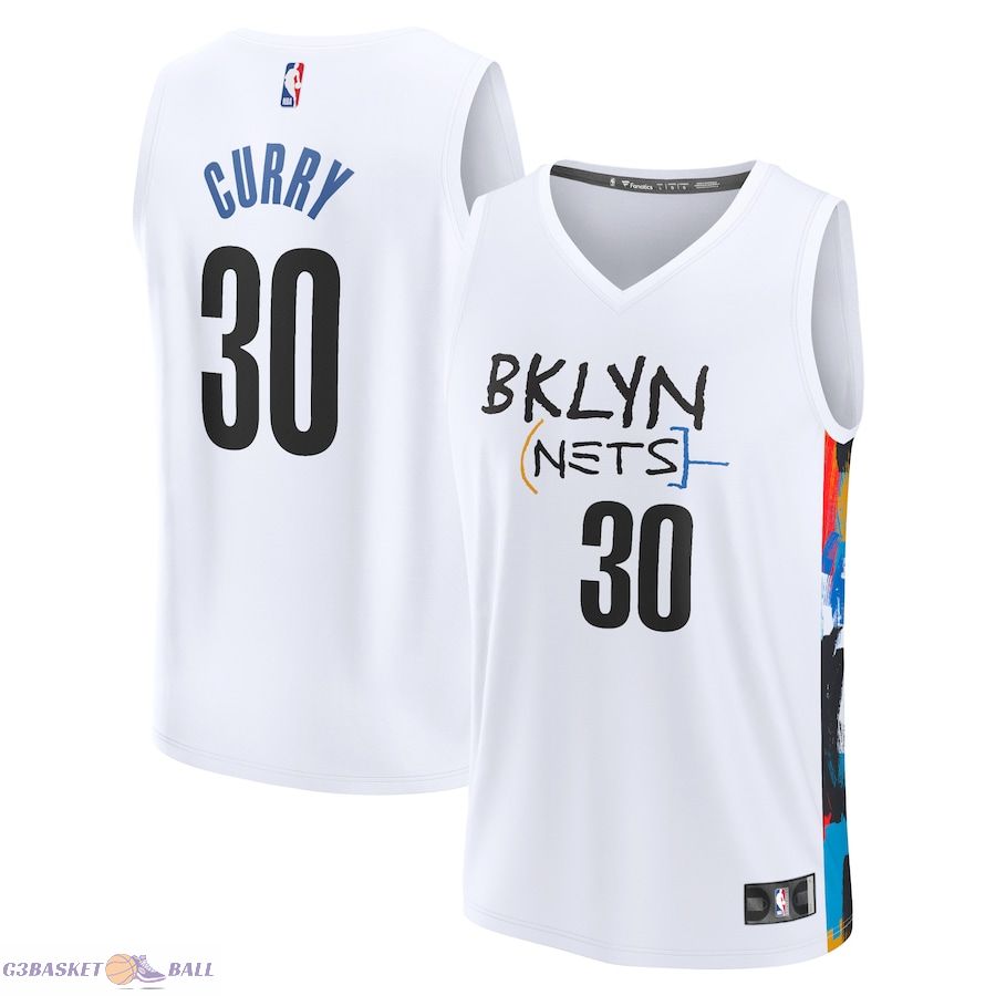 Men's Brooklyn Nets Seth Curry Fanatics White Fastbreak Jersey - City Edition