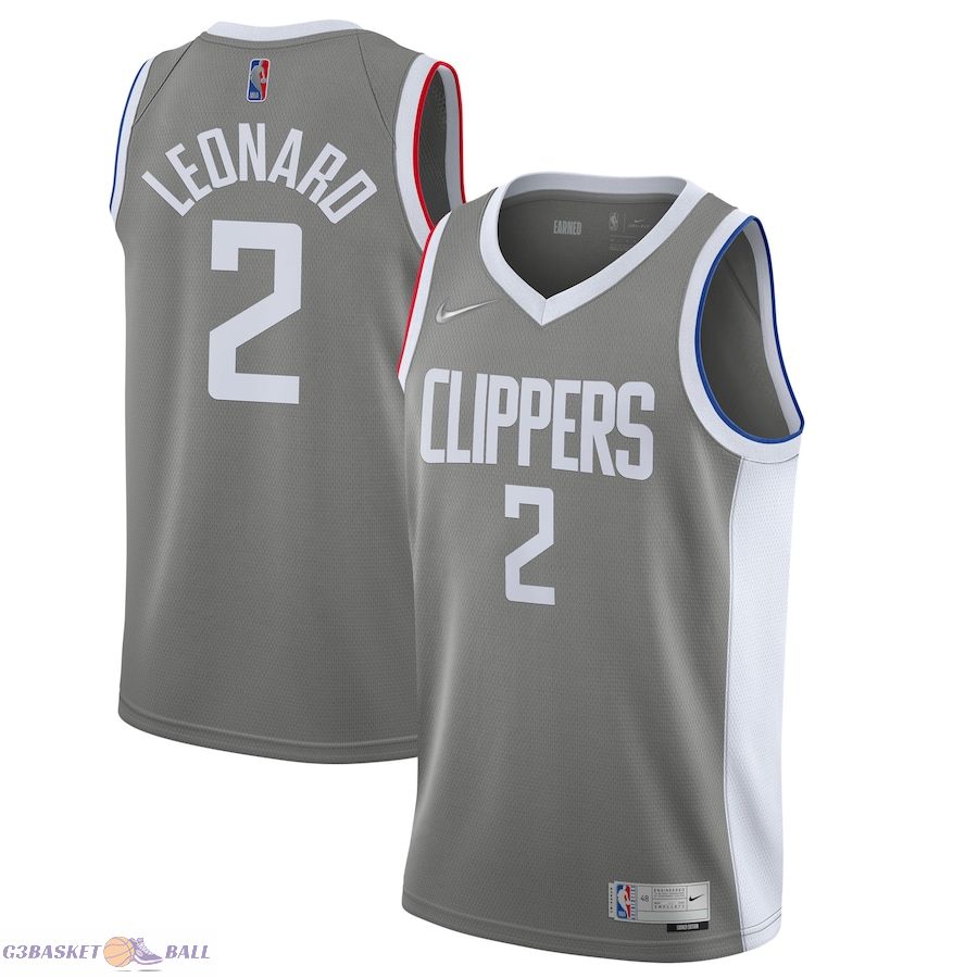 Men's LA Clippers Kawhi Leonard Gray 2020/21 Swingman Player Jersey - Earned Edition