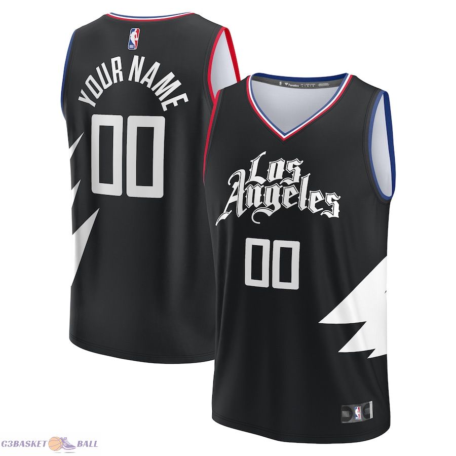 Youth LA Clippers Fanatics Black Fast Break Replica Custom Jersey - Statement Edition