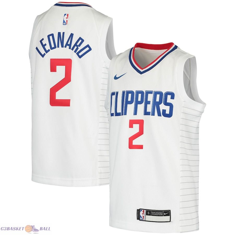 Youth LA Clippers Kawhi Leonard White 2020/21 Swingman Jersey - Association Edition