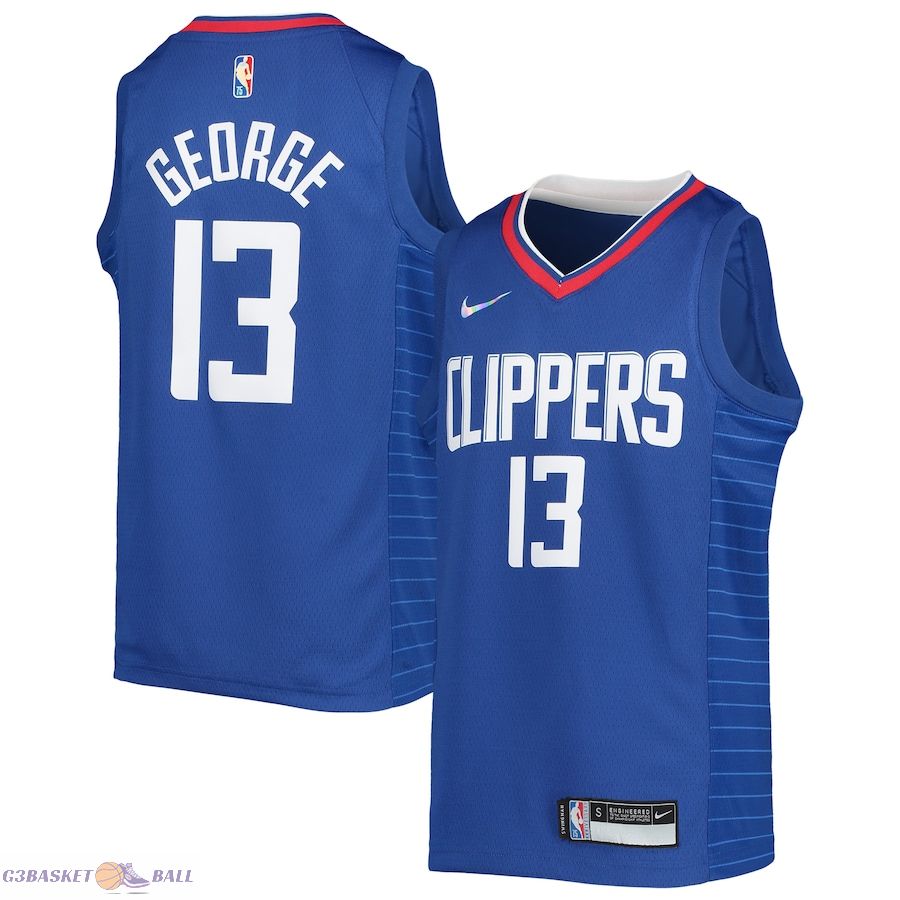 Youth LA Clippers Paul George Royal 2021/22 Diamond Swingman Jersey - Icon Edition