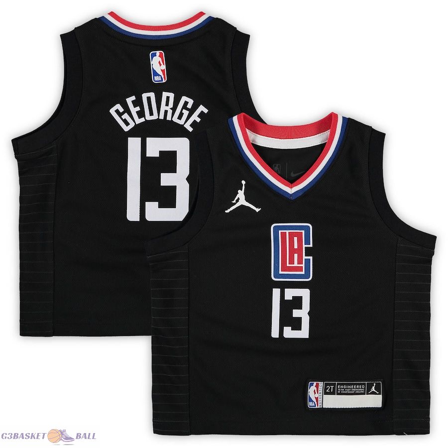 Toddler LA Clippers Paul George Jordan Brand Black 2020/21 Jersey - Statement Edition