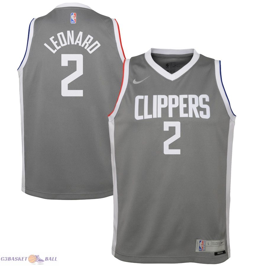 Youth LA Clippers Kawhi Leonard Gray 2020/21 Swingman Player Jersey - Earned Edition