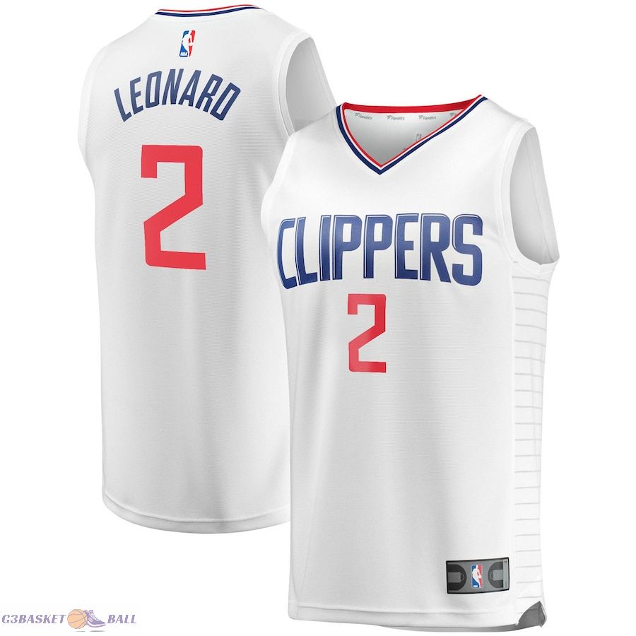 Youth LA Clippers Kawhi Leonard Fanatics White 2020/21 Fast Break Player Jersey - Association Edition