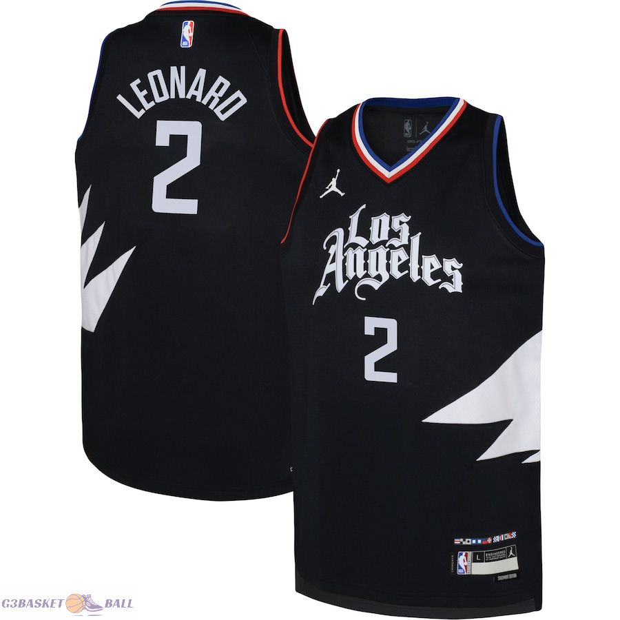 Youth LA Clippers Kawhi Leonard Jordan Brand Black Swingman Jersey - Statement Edition